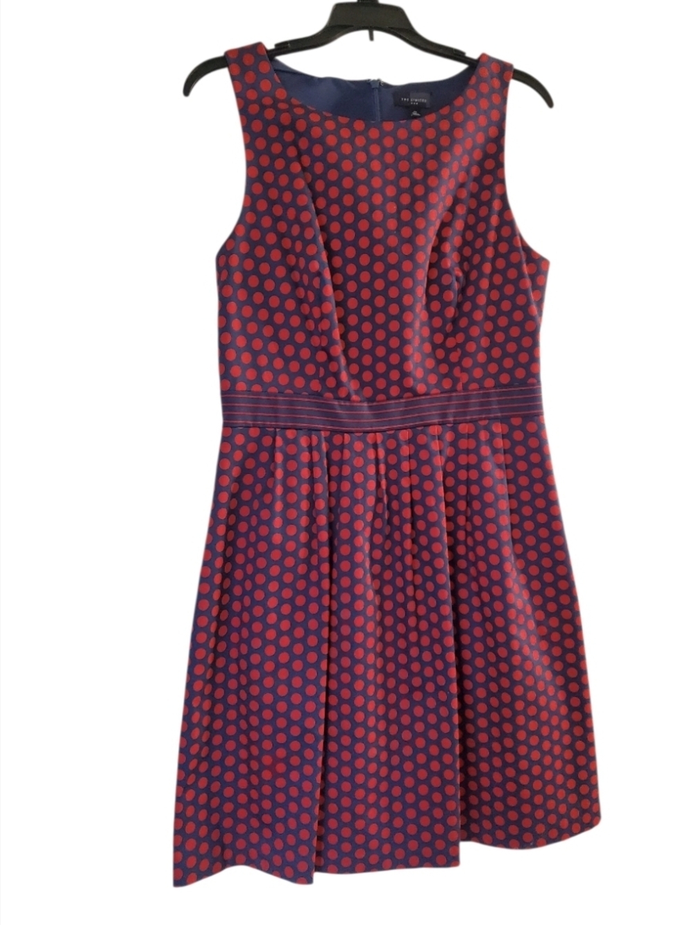 The Limited Navy and Red Polka Dot Fit & Flare Mini Dress